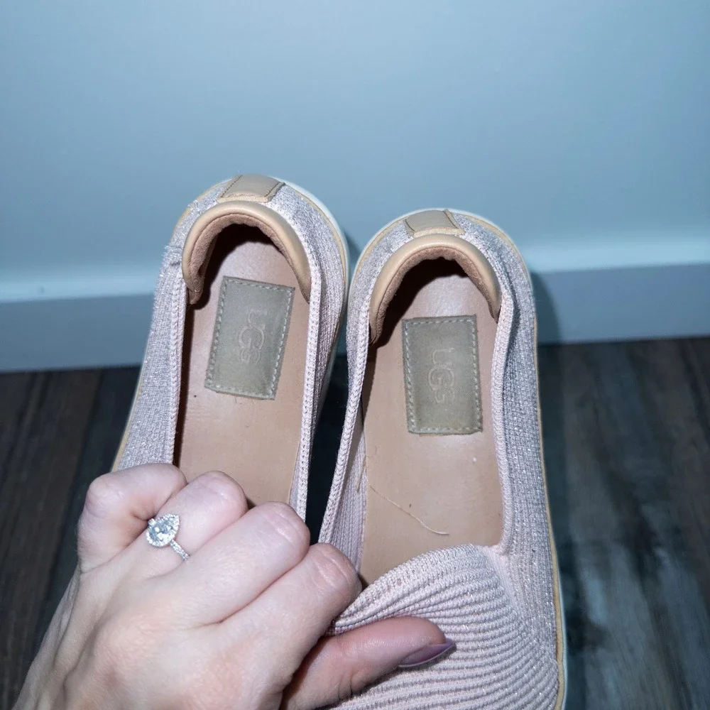 Ugg Rose Gold‎ Sammy Slip-On Ribbed Fabric Sneakers 8.5